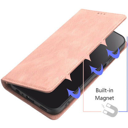 For Apple iPhone 16 (6.1") Premium Wallet PU Vegan Leather ID Credit Card Slot Money Holder with Magnetic Closure Pouch Flip Case Cover Rose Gold