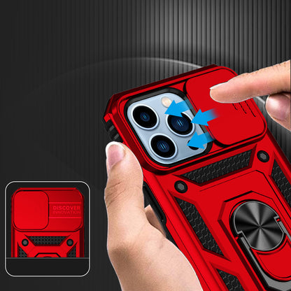 For Samsung Galaxy S20 Ultra Hybrid Ring Shockproof with 360° Rotate Ring Kickstand, Camera Lens Protection, Soft Edge Bumper Case Cover Red
