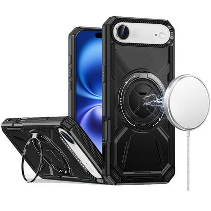 For Apple iPhone 17 Air (6.6") Hybrid Magnetic Ring and 360° Rotational Kickstand with MagSafe Compatible, Military Grade Drop Protection Case Cover
