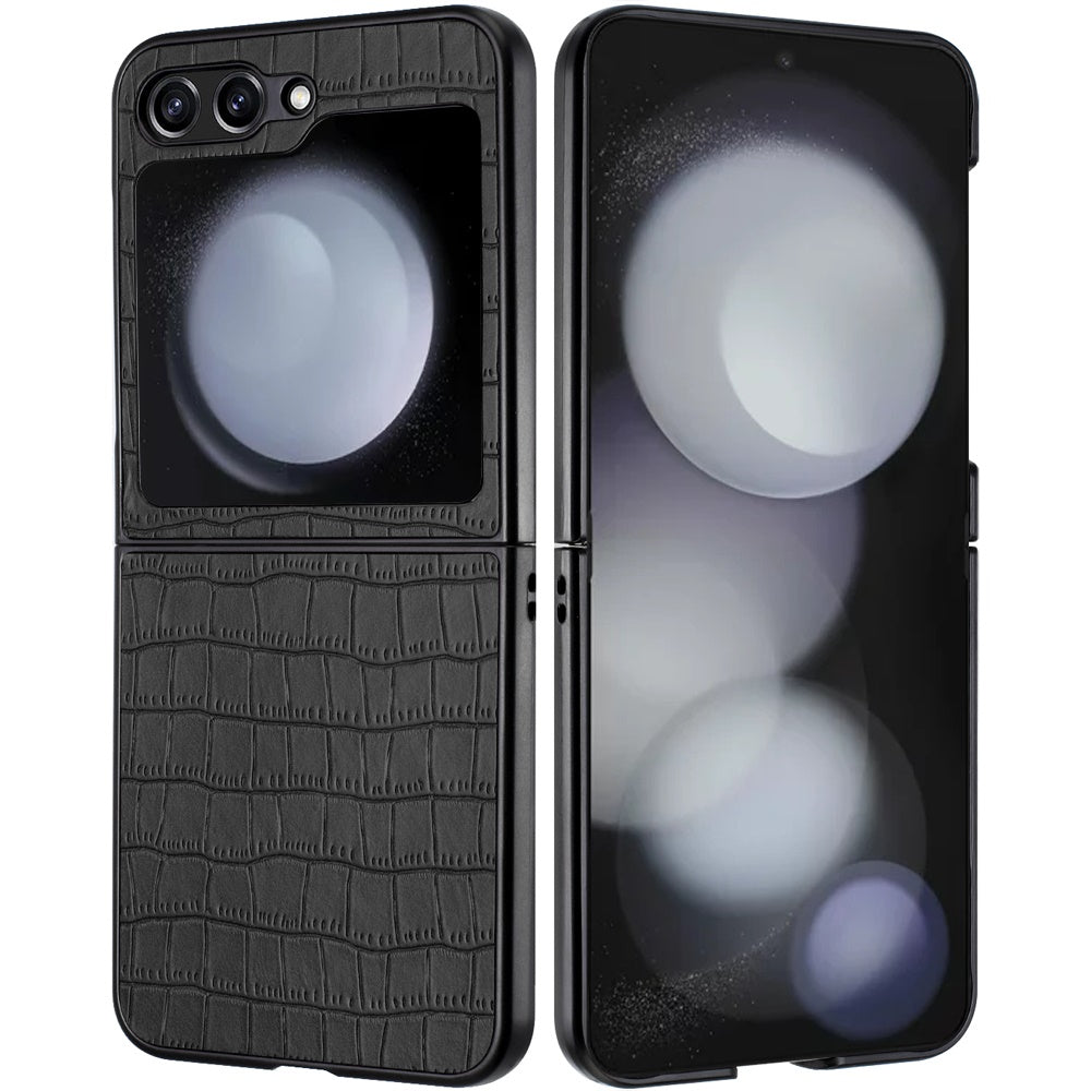 For Motorola Razr+ PLUS (2025 /2024) PU Vegan Leather Case, Premium Snap-On Hard Shell Cover, Slim Fit Protective Matte Finish Case Cover Black