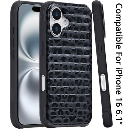 For Apple iPhone 16 (6.1") Pattern Design Magnetic Chrome Hybrid Compatible with Magsafe Dual Layer Shockproof TPU Hard PC Back Case Cover