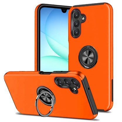 For Samsung Galaxy A17 5G Hybrid 360 Degree Rotatable Metal Invisible Ring Stand Holder Slim Fit Magnetic Car Mount Shockproof Case Cover Cosmic Orange