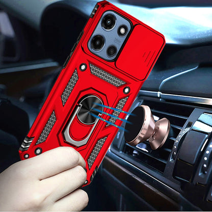For Motorola Moto G Play 5G 2026 Hybrid Ring Shockproof with 360° Rotate Ring Kickstand, Camera Lens Protection, Soft Edge Bumper Case Cover