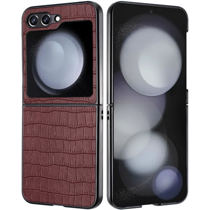 For Samsung Galaxy Z Flip 7 FE PU Vegan Leather Case, Premium Snap-On Hard Shell Cover, Slim Fit Protective Matte Finish Case Cover