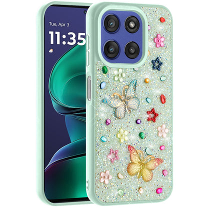 For Motorola Moto G Stylus 5G 2025 Diamond Butterfly 3D Glitter Bling Design, Slim Hybrid Sparkle Protective Cover TPU for Women Girls Case Cover