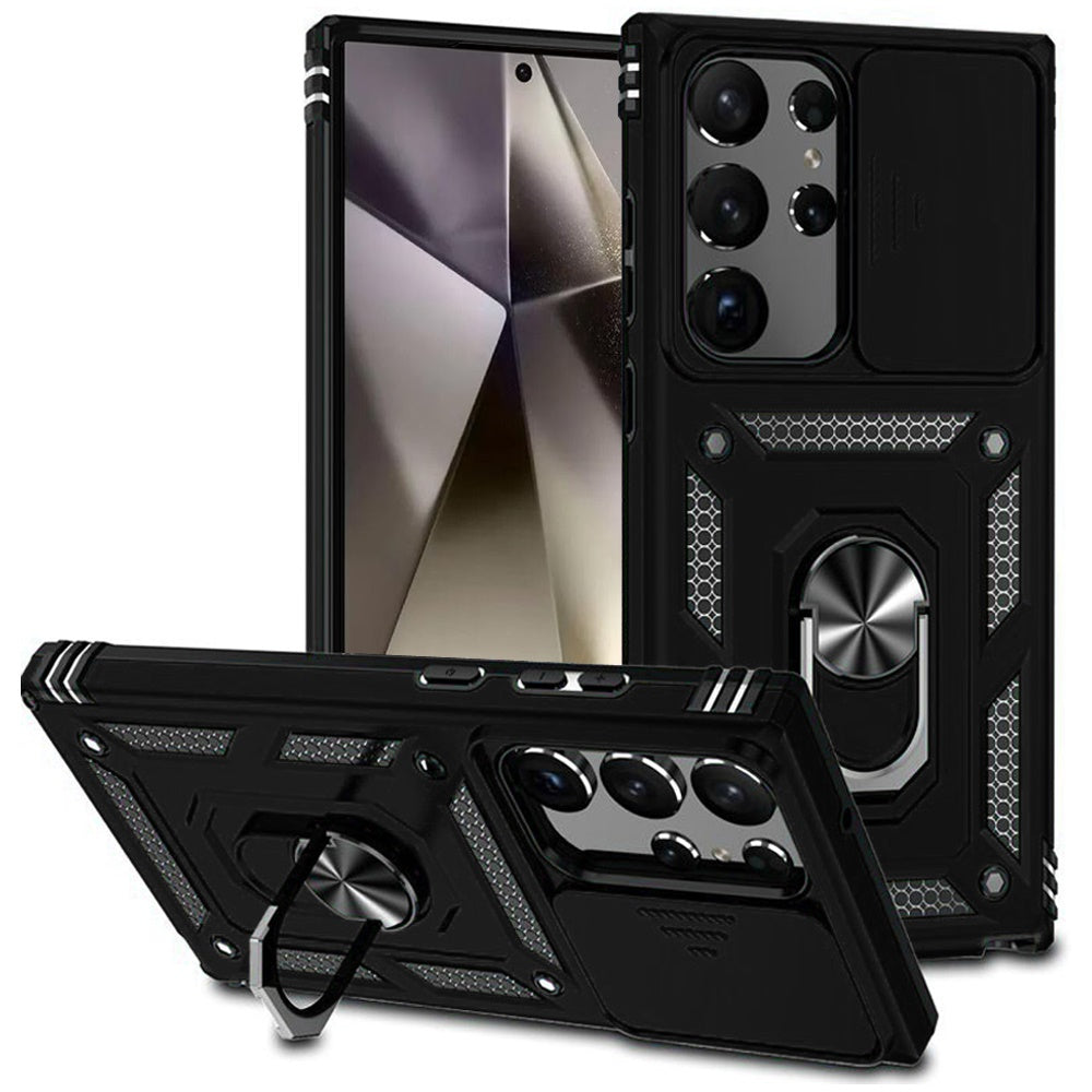 For Samsung Galaxy S25 /S24 Hybrid Ring Shockproof with 360° Rotate Ring Kickstand, Camera Lens Protection, Soft Edge Bumper Case Cover
