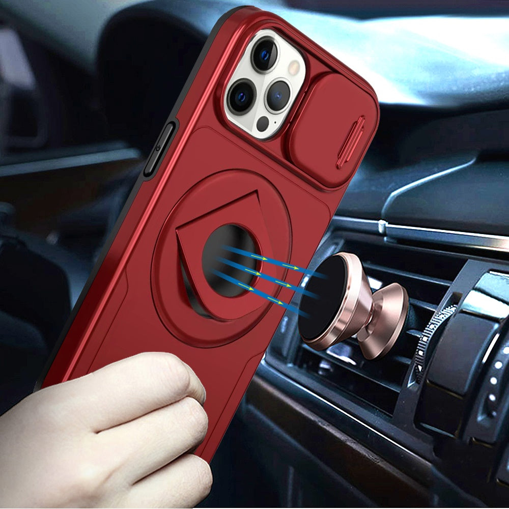 For Apple iPhone 16 Pro (6.3") Full Coverage with Camera Window, Magnetic Circle, Rotatable Ring Stand, MagSafe Compatible, Shockproof Hybrid Protectiv Case Cover