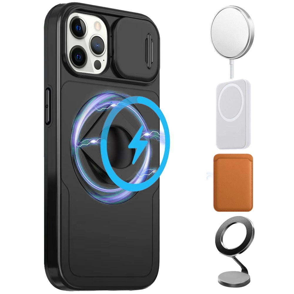 For Apple iPhone 12 /12 Pro Full Coverage with Camera Window, Magnetic Circle, Rotatable Ring Stand, MagSafe Compatible, Shockproof Hybrid Protectiv Case Cover