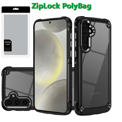 Hybrid Transparent Rubber with Metal Buttons & Camera Edges Hard TPU Corner Frame Bumper