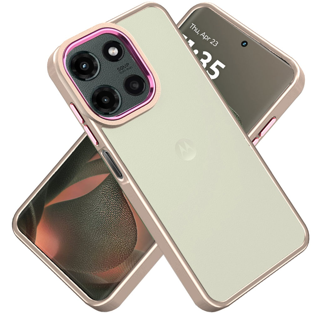 For Motorola Edge 2025 Slim Fit Thin Hybrid,Frosted Matte Polished Acrylic Hard PC with TPU Rubber Frame Case Cover