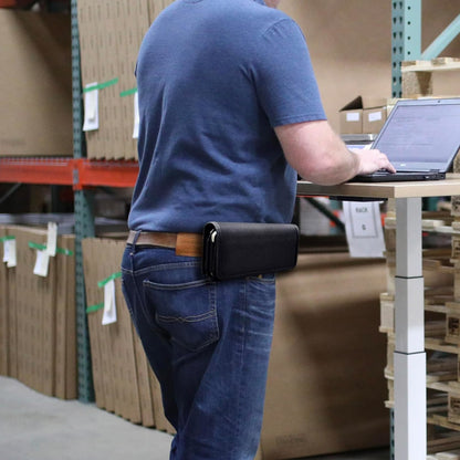 For Apple iPhone 16 Plus (6.7") Universal Dual Phone Holster Horizontal Pouch for 2 Phones, Double Decker Belt Clip Case with Credit Card Slots Wallet Cover [Black]