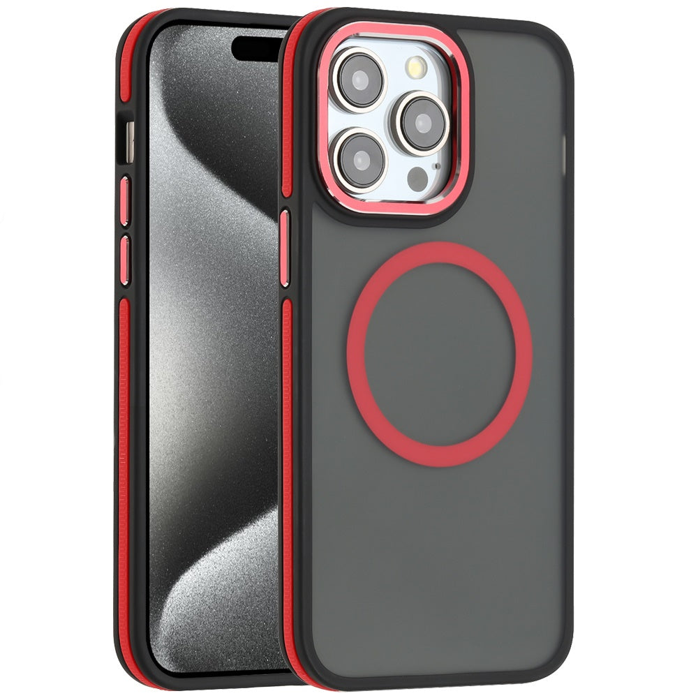For Apple iPhone 16 Pro Max (6.9") Frosted Translucent Back Hybrid with Magnetic Circle MagSafe Compatible, Military Grade Shockproof Case Cover