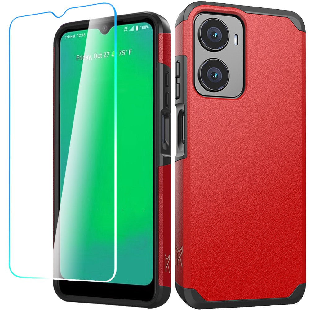 For Cricket Magic 2 5G (2024, 2nd Version) Tough Shock Absorption Hybrid Dual Layer Hard PC Rubberized TPU Rubber + Screen Protector Case Cover