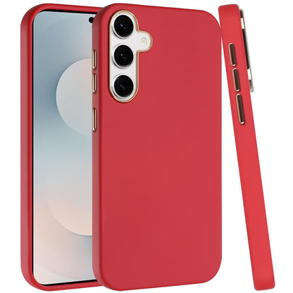 For Samsung Galaxy S26 Slim Classic Hybrid Around Rubber Gummy Gel Slick Hard PC Silicone TPU Chromed Button Case Cover