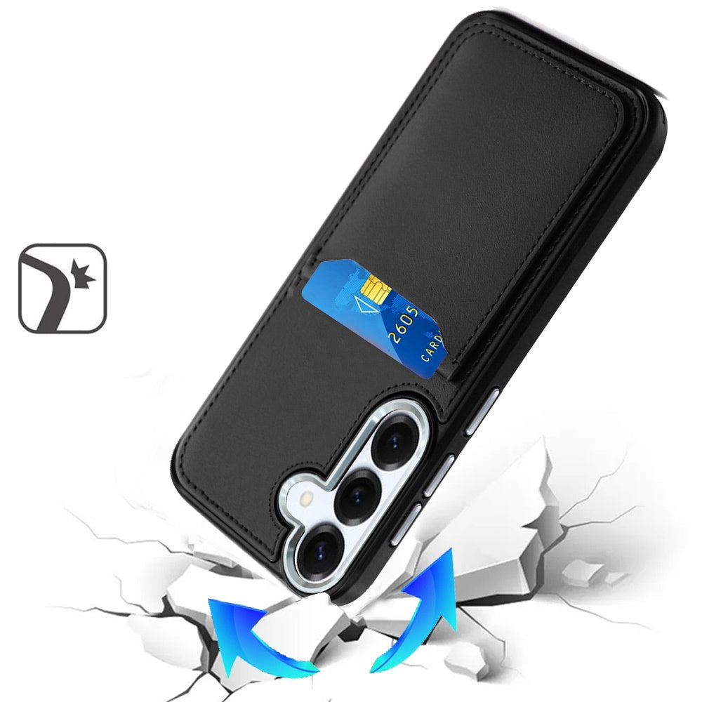 For Samsung Galaxy S26+ / S26 Plus PU Leather Wallet Cover with Credit Card Holder, Kickstand & Mirror Inside Slim Fit TPU & PC Hybrid Design Case Cover