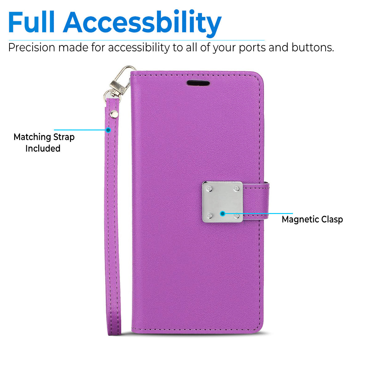 For Motorola Moto G Power 5G 2026 PU leather Wallet 6 Card Slots folio with Wrist Strap & Kickstand Pouch Flip Shockproof Case Cover Purple