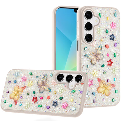 For Samsung Galaxy A36 Diamond Butterfly 3D Glitter Bling Design, Slim Hybrid Sparkle Protective Cover TPU for Women Girls Case Cover