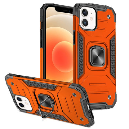 For iPhone 12 / iPhone 12 Pro (6.1") Armor Hybrid Magnetic Stand with Ring Holder Kickstand Shockproof Heavy-Duty Durable Rugged TPU Dual Layer Case Cover Cosmic Orange