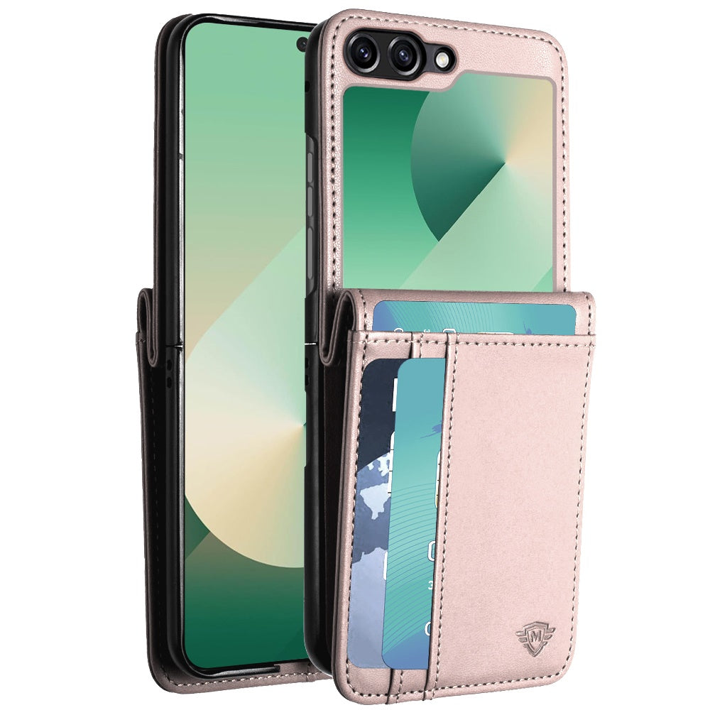 For Samsung Galaxy Z Flip 7 Wallet Case PU Leather Back Storage with Card ID Slot, Pocket Holder, Hybrid Protective Case Cover