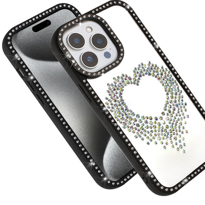 For Apple iPhone 15 Pro Max Angel Hearts Glitter Shimmer Diamond Edge Hybrid Drop Protection Shockproof Design Case Cover
