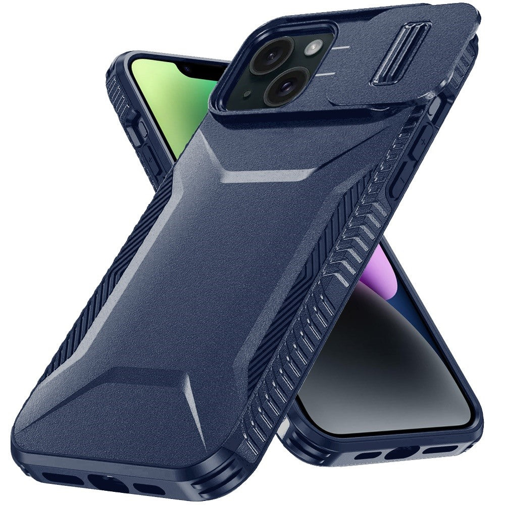 For Apple iPhone 13 (6.1") Slim Fit Shockproof Hybrid with Slide Camera Window Covering, Rugged Tpu Silicone Hard PC Bumper Case Cover