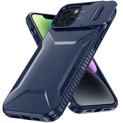 For Apple iPhone 13 (6.1") Slim Fit Shockproof Hybrid with Slide Camera Window Covering, Rugged Tpu Silicone Hard PC Bumper Case Cover