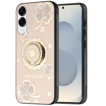 For Samsung Galaxy S25 EDGE Diamonds 3D Fashion Bling Sparkly Glitter Ornaments Engraving Hybrid with Ring Stand Case Cover