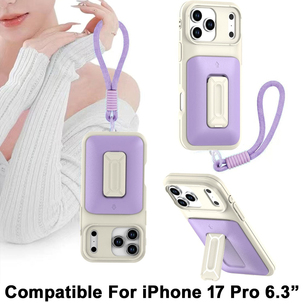 For Apple iPhone 17 Pro Max Wallet Case with 2- Credit Card Holder, Wrist Strap & Kickstand Hybrid Shockproof TPU Case Cover