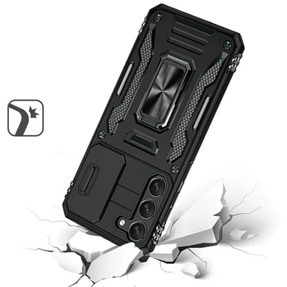 For Samsung Galaxy S21+ Plus Hybrid Case with Rotation Ring Stand Shockproof & Camera Window TPU Armor Dropproof Case Cover Black