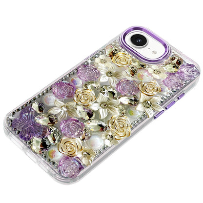 3D Diamond Floral Roses Flower Bling Stone Hybrid, Sparkly Rhinestone Gemstone Back Shockproof