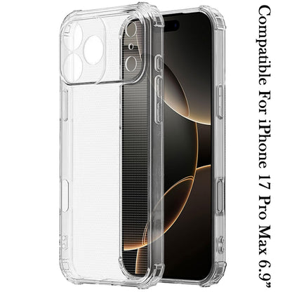 For Apple iPhone 17 Pro Max Hybrid Transparent Thick TPU Rubber Silicone 4 Corners Gel Shockproof Protective Slim Back Case Cover Clear
