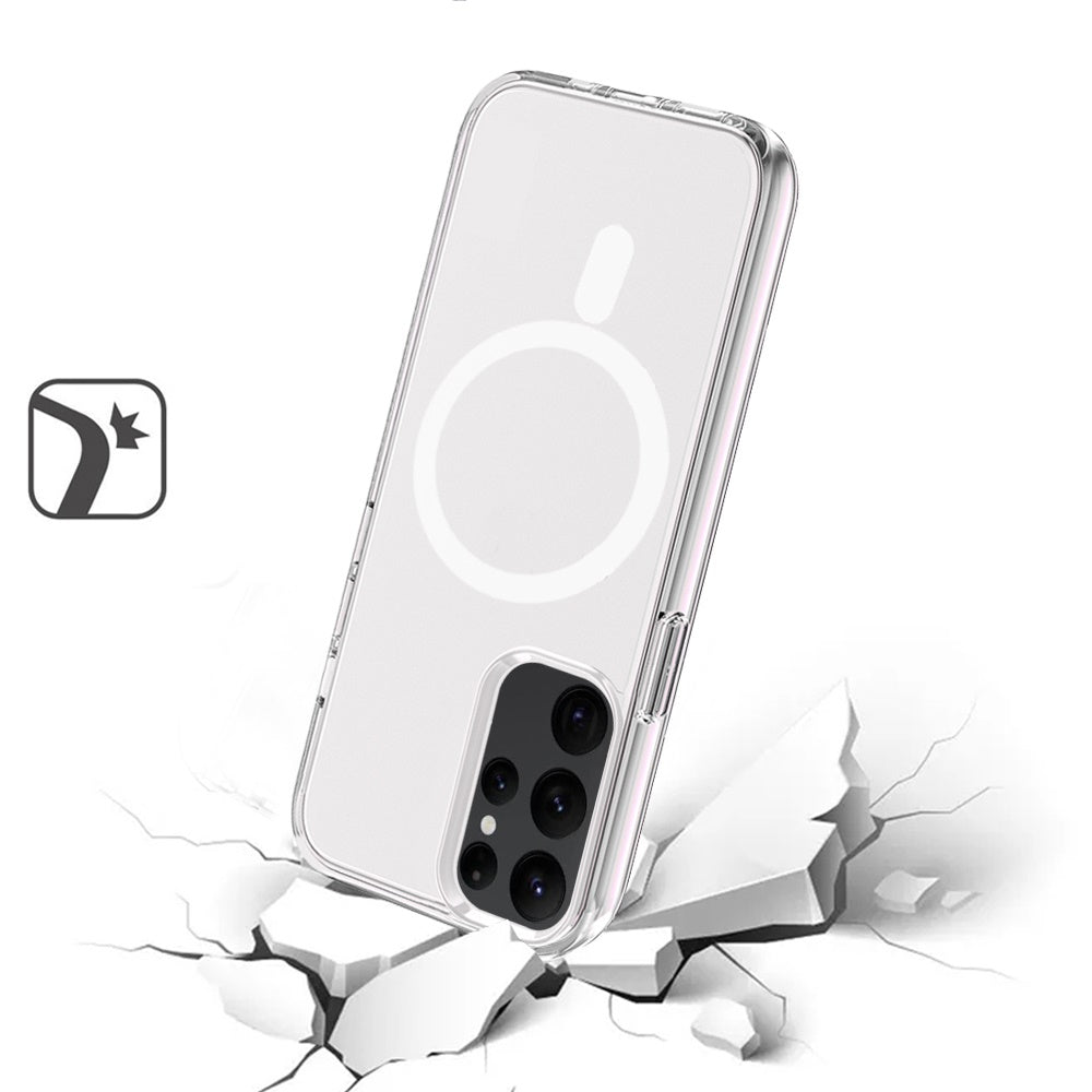 For Apple iPhone 16 (6.1") MagSafe Compatible Transparent Shock Absorption TPU Rubber Hybrid Protective Case Cover