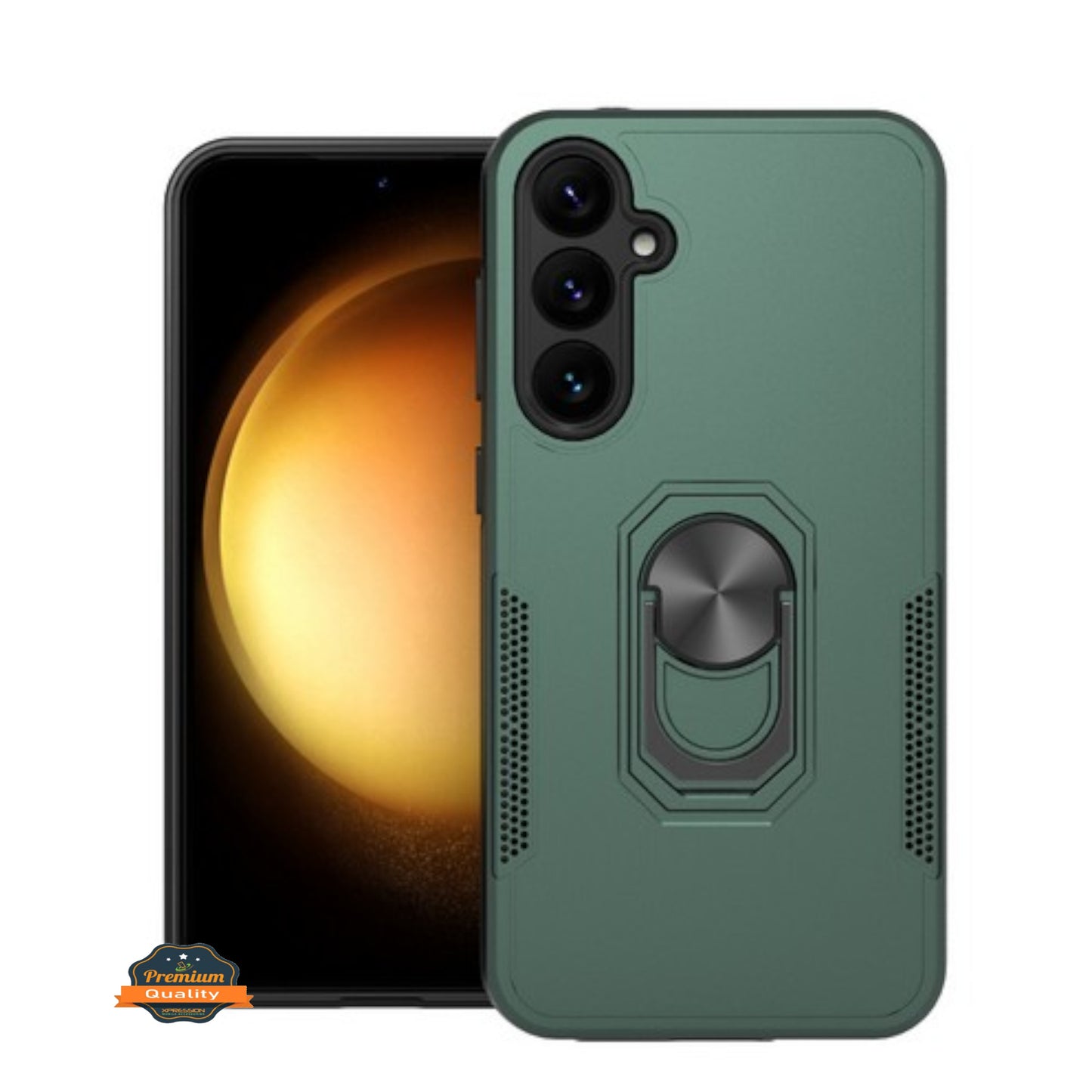 For Samsung Galaxy S24 FE /Fan Edition Military Grade Armor Heavy Shockproof Hybrid with Kickstand Built-in 360°Rotate Ring Stand Case Cover