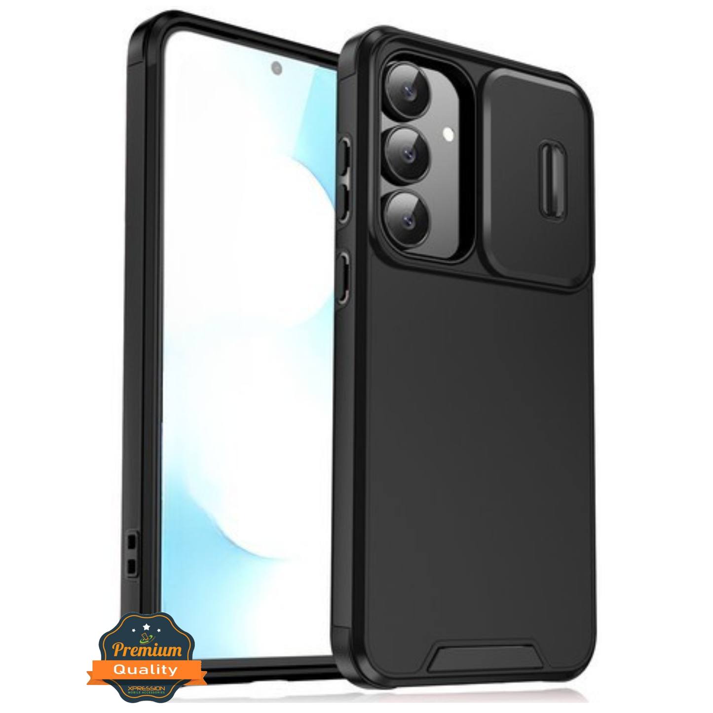 For Samsung Galaxy S25 Fan Edition /Galaxy S25 FE Hybrid Dual Layer Phone Case with Slide Camera Protector, Slim TPU Hard Protection Shockproof Case Cover