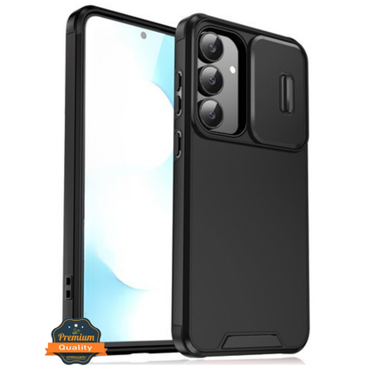 For Samsung Galaxy S25 Fan Edition /Galaxy S25 FE Hybrid Dual Layer Phone Case with Slide Camera Protector, Slim TPU Hard Protection Shockproof Case Cover