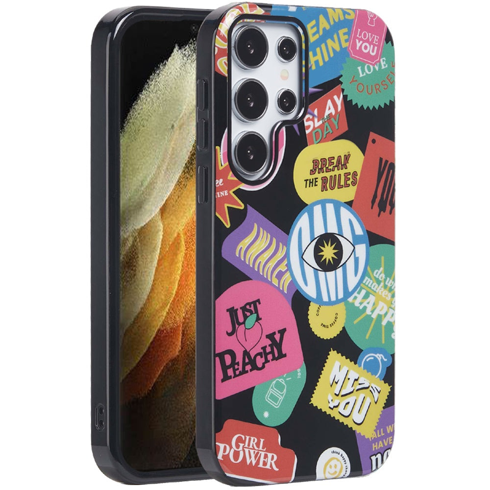 For Samsung Galaxy S21 Ultra Fashion Layer Design Slim IMD TPU Protective, Shockproof Hybrid Stylish Durable Hard PC Case Cover