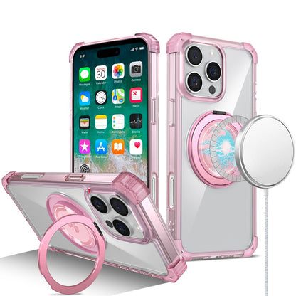For Apple iPhone 16 (6.1") Magnetic [Compatible with Magsafe] with 360° Rotatable Ring Holder Invisible Stand Transparent Case Cover