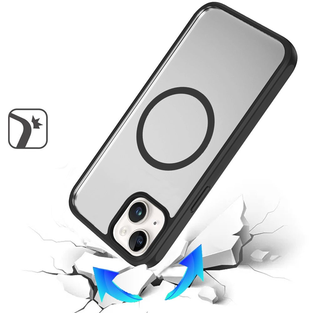 For Apple iPhone 17 Magnetic Circle HQ Transparent Clear TPU Thick 2.0mm Frame Hybrid Shockproof Protector Case Cover