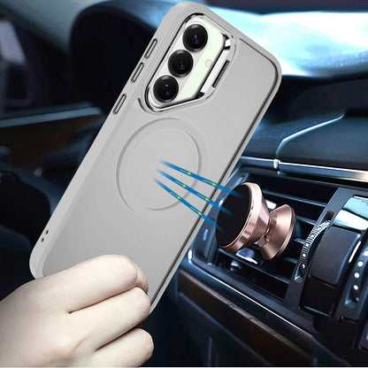 For Samsung Galaxy S26 Heavy Duty Metallic Hybrid Tough TPU with Camera Ring Stand, MagSafe Compatible, Rugged Drop Protection Case Cover