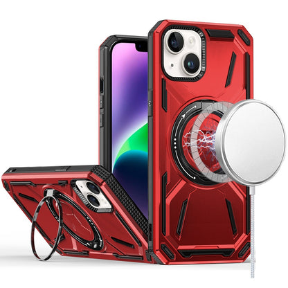 For Apple iPhone 16 Plus (6.7") Hybrid Magnetic Ring and 360° Rotational Kickstand with MagSafe Compatible, Military Grade Drop Protection Case Cover