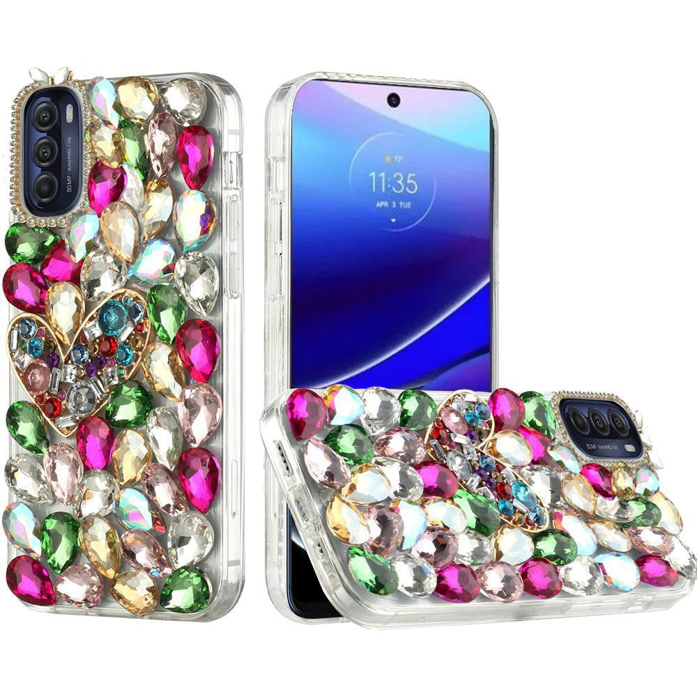 For Samsung Galaxy Z Flip 7 FE Bling Crystal 3D Full Diamonds Luxury Sparkle Rhinestone Hybrid Protective Case Cover Colorful Heart