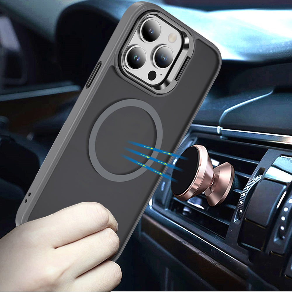 For Apple iPhone 13 Pro Max Heavy Duty Metallic Hybrid Tough TPU with Camera Ring Stand, MagSafe Compatible, Rugged Drop Protection Case Cover