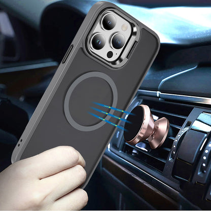 For Apple iPhone 13 Pro Max Heavy Duty Metallic Hybrid Tough TPU with Camera Ring Stand, MagSafe Compatible, Rugged Drop Protection Case Cover