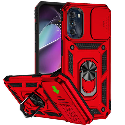 For Samsung Galaxy S20 Ultra Hybrid Ring Shockproof with 360° Rotate Ring Kickstand, Camera Lens Protection, Soft Edge Bumper Case Cover Red