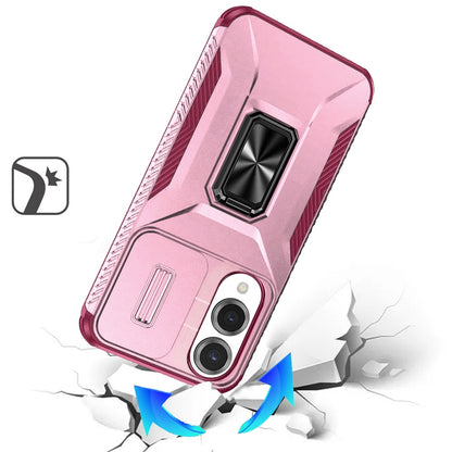 For Samsung Galaxy S25 EDGE Case, Camera Cover with Magnetic Rotation Ring Stand, Military Grade Hybrid Hard TPU Shockproof Case Cover