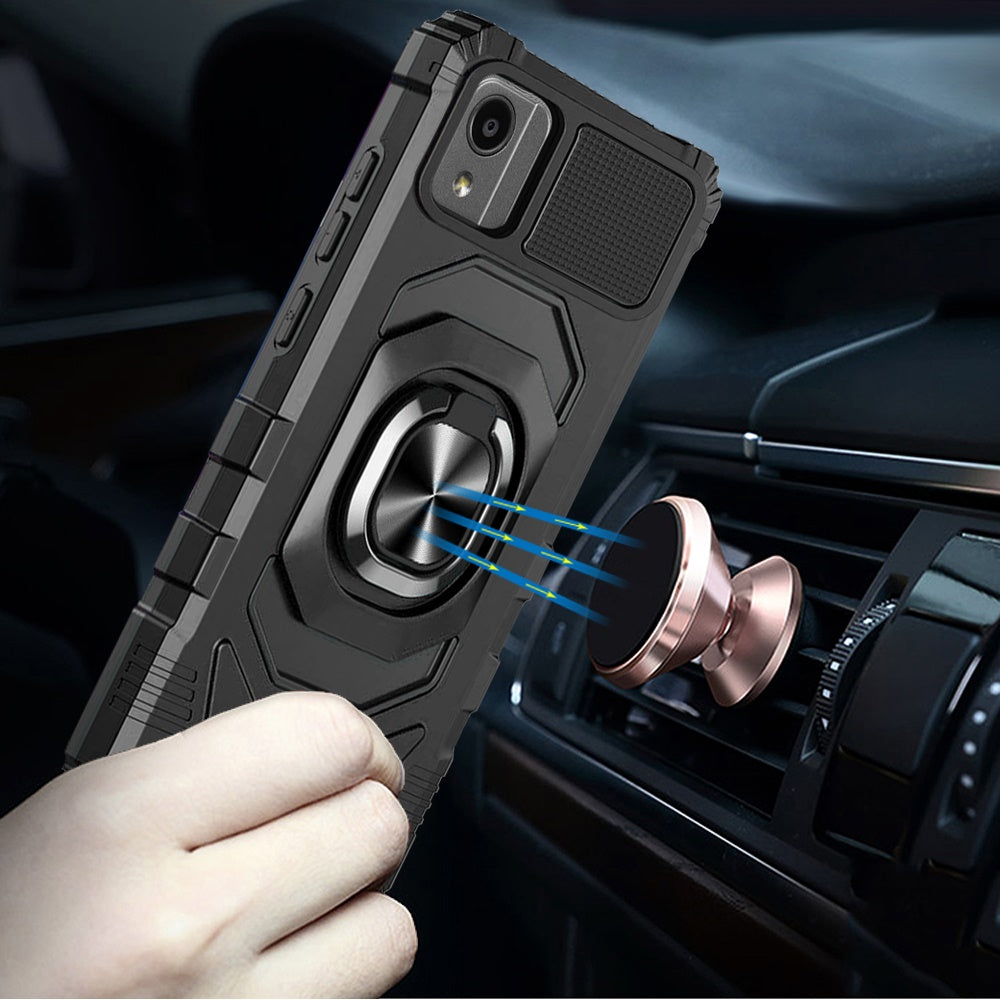 For Samsung Galaxy A36 Hybrid Dual Layer with 360° Rotate Magnetic Ring Stand Holder Kickstand TPU Rugged PC Shockproof Case Cover