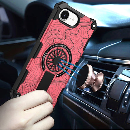For Apple iPhone 17E /16E Texture Design Stylish Invisible Kickstand Case, MagSafe Compatible Hybrid Shockproof Cover, Car Mount Friendly Case Cover