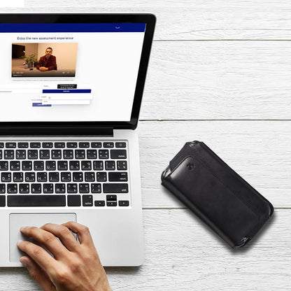 For Apple iPhone 16 Pro (6.3") Universal Phone Holder Horizontal Leather Nylon [Magnetic Closure] with Belt Clip Holster Loops Carrying Pouch XL Screen Size 6.3" [Black]