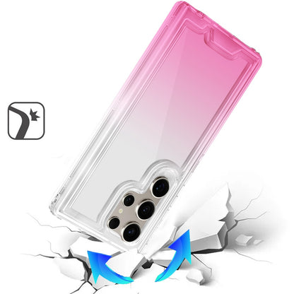 For Samsung Galaxy S25 Ultra Hybrid 3-in-1 Clear Case - Two-Tone Transparent Shockproof TPU + Hard Protective Frame Case Cover