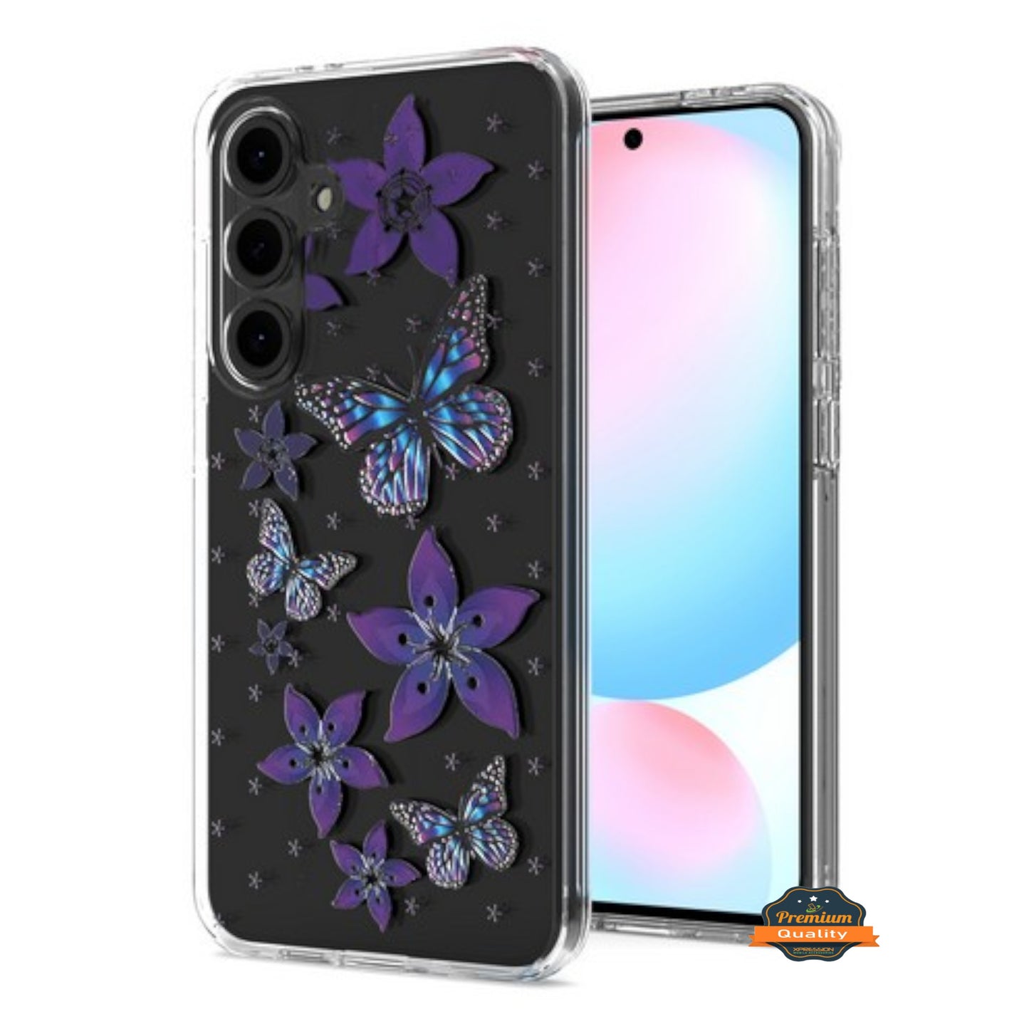 For Samsung Galaxy S25+ S25 Plus /S24+ Hybrid Clear Frame with Trendy Pattern Design, Shockproof Hard Back & TPU Rubber Case Cover